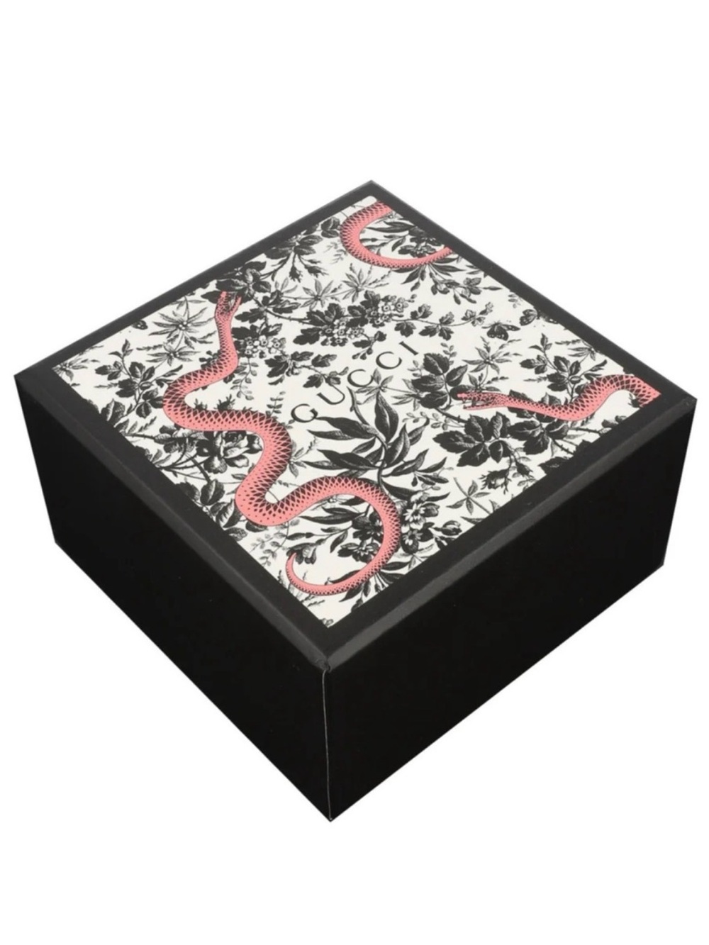 Gucci Black, White & Pink Snake Print Sunglasses Pouch with Box- Box Only